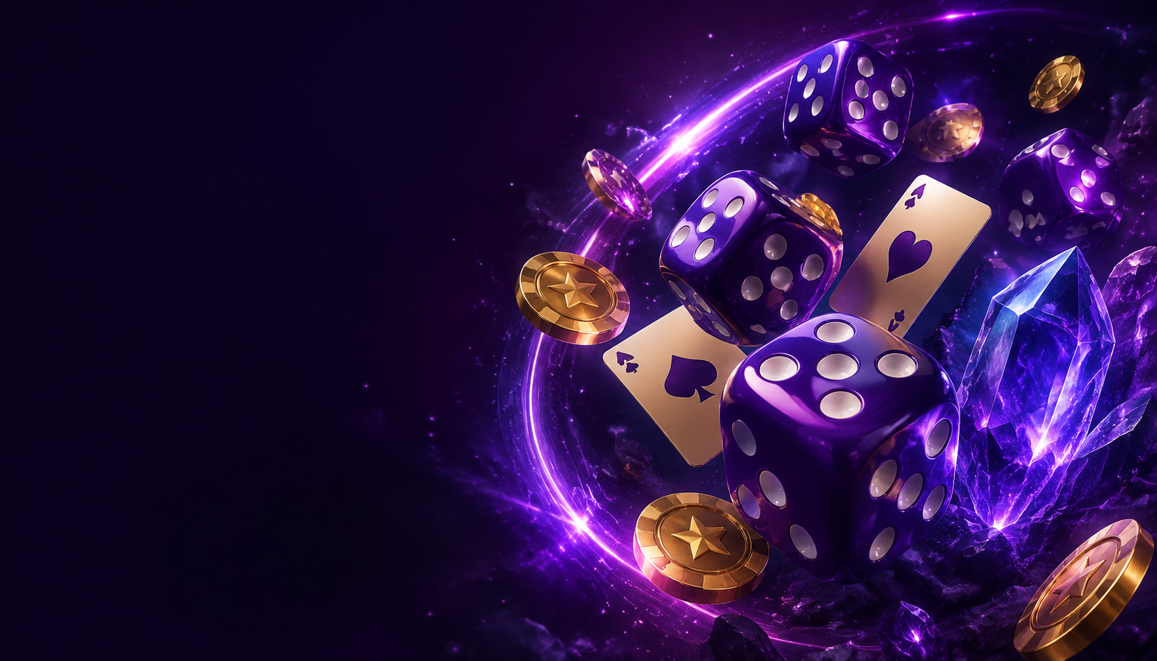 A cinematic universe of purple light and virtual game treasures